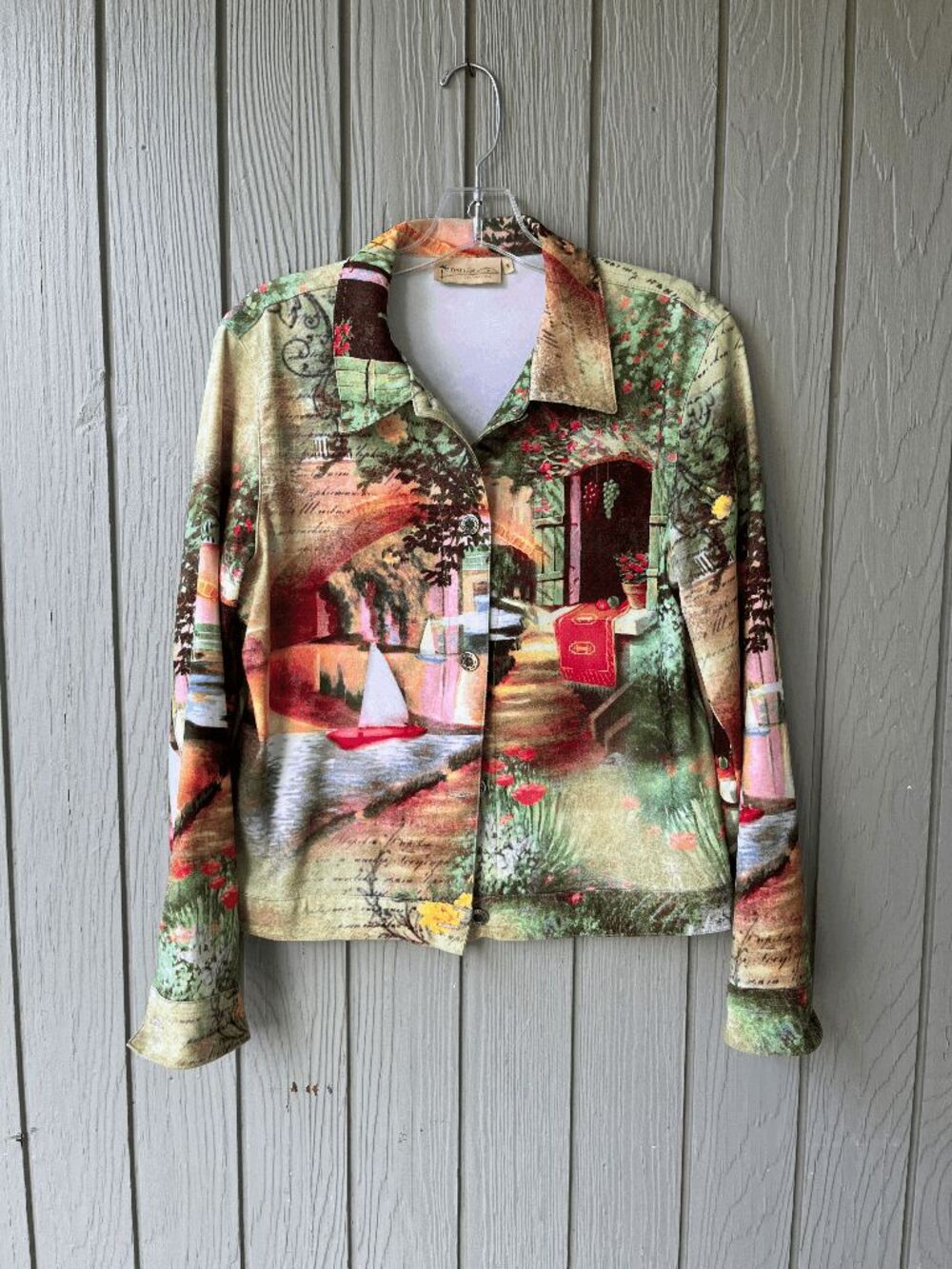 Impulse California Scenic Print Jacket Small Artsy Whimsical Cottagecore Coastal